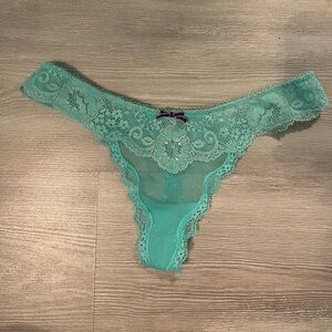 Victoria’s Secret Dream Angels Metallic Lace Blue Thong size XS